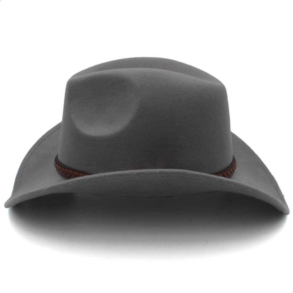Size 3 Parents Children Men and Women Children Wool Western Cowboy Hat Wide Brim Sunhat Party Travel Outdoor Hat Classic Retro 240808