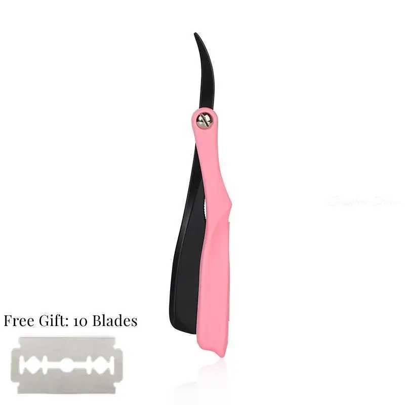 Men Shaving Barber Tools Straight Manual Razor Hairdressing Knife Eyebrow Shaving Stainless Steel Straight Razor Free 10 BladesM240814