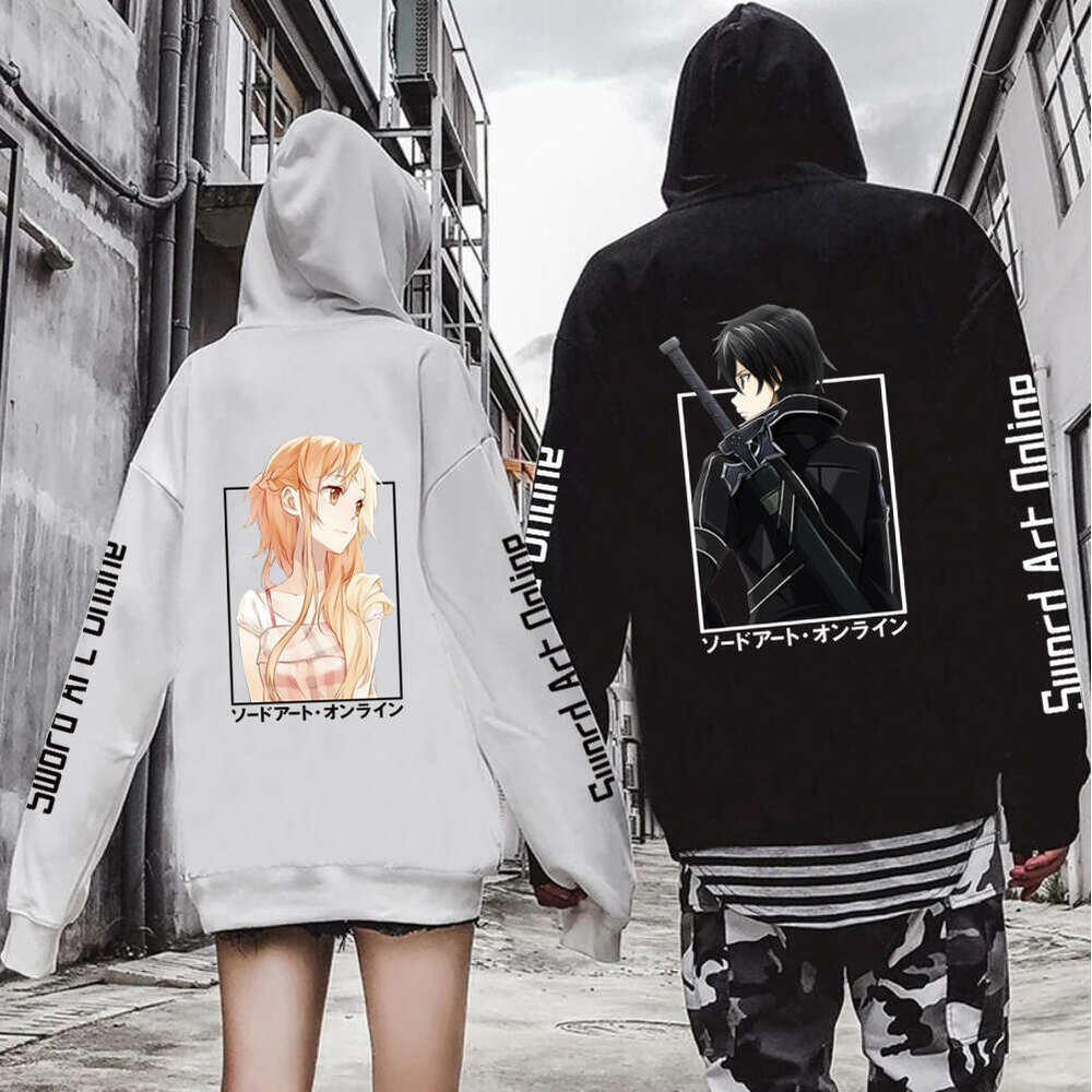 Art Sword Online Anime Plus Size Hoodie Kirito Asuna Men Women Couple Sweatshirts Haruku Long Sleeve Boy And Girl Pullover