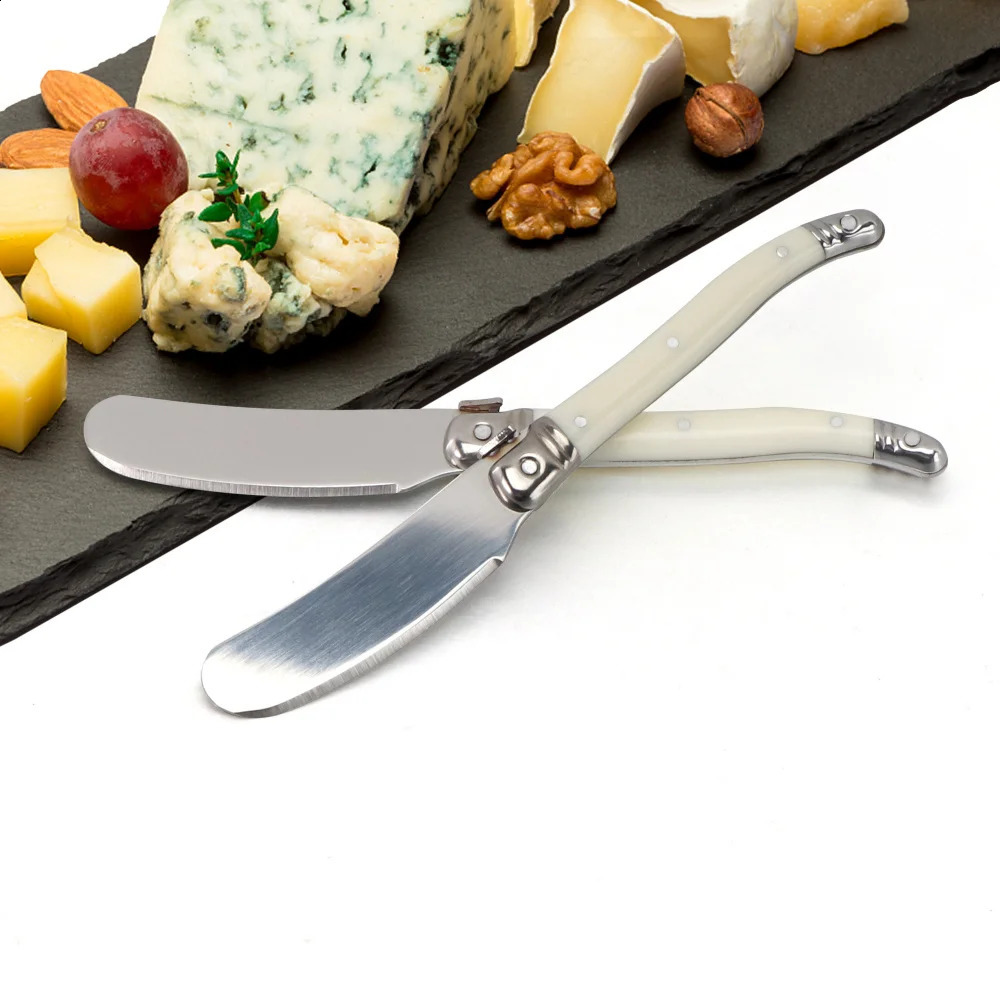 4/6/8 pieces butter knife butter spatula stainless steel jam spreader cake slicer white plastic handle cheese spreader knife 240812