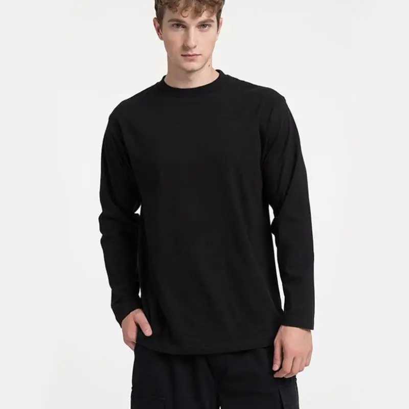 S-5XL Oversize Japan Style 100% Cotton Long Sleeve Loose T Shirt Men And Women White Black Bottomed Tops Casual Pullover JumperM240814