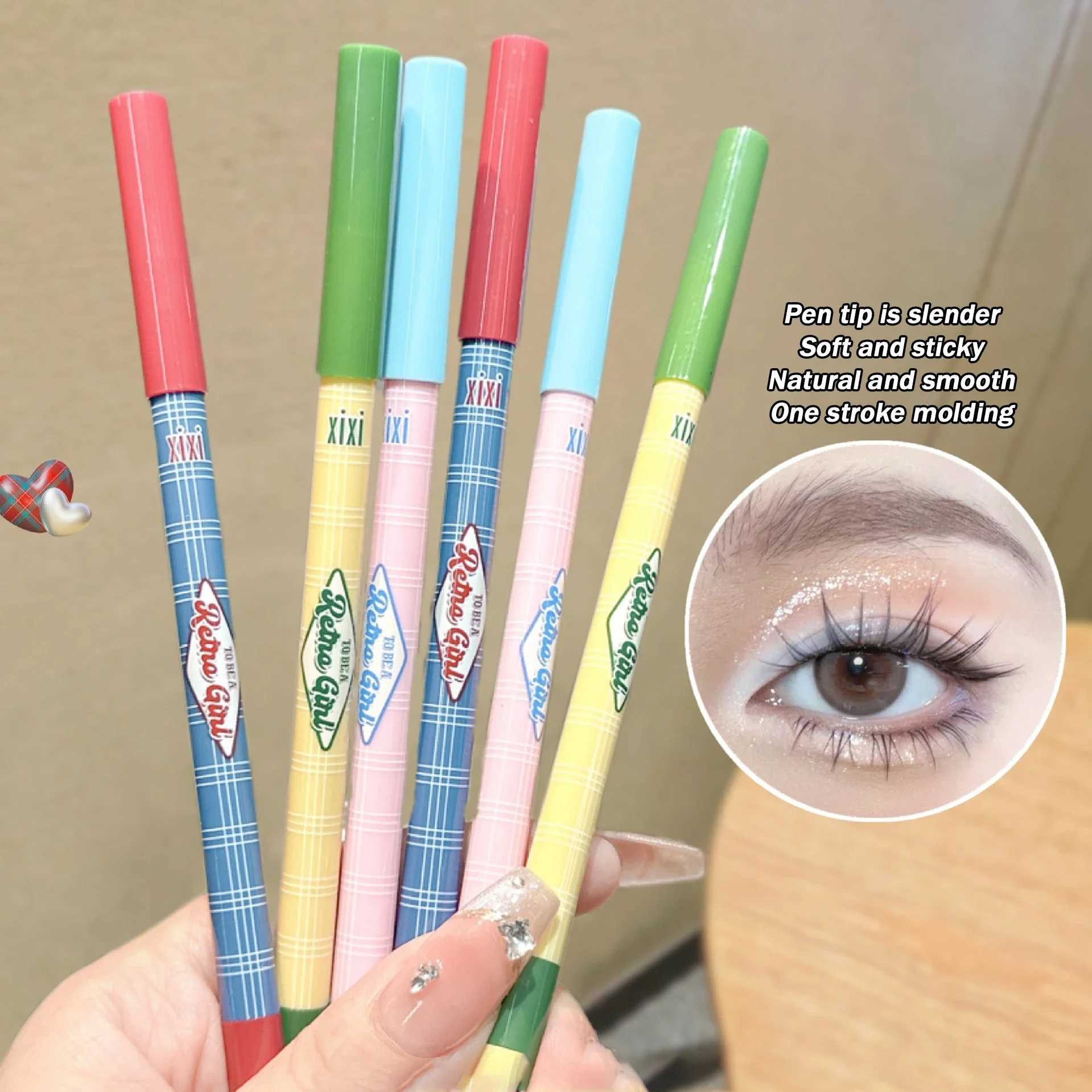 6Colors Brown Lying Silkworm Pen Pearlescent Matte Eyeliner Pencil Waterproof Big Eyes Makeup Smooth Quick-drying Beauty Tools Y240813
