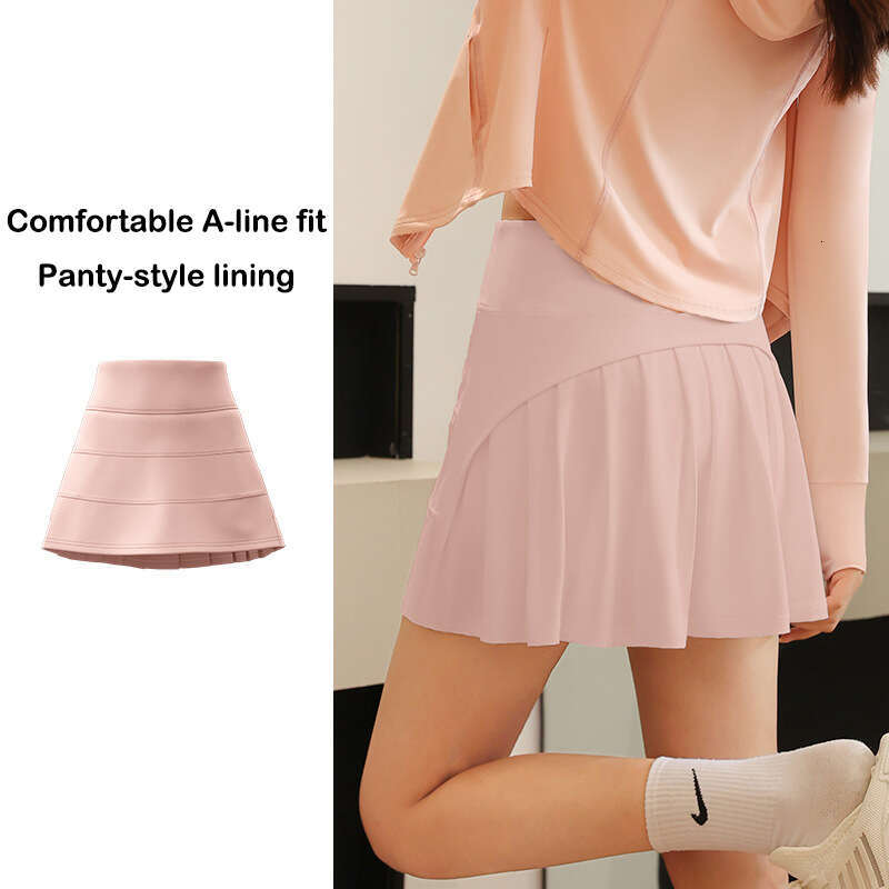 yoga PINGNIAO tennis for high-waisted slimming sports training two-layer anti-exposure half-length pleated skirt