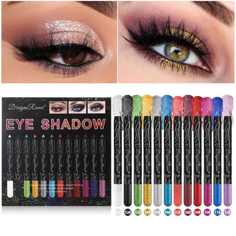 12 Colors Eyeshadow Pencil Set Eyeliner Pencil Kit Waterproof Highlighter Shiny Silver Purple Glitter Silkworm Eye Shadow Pen Y240813