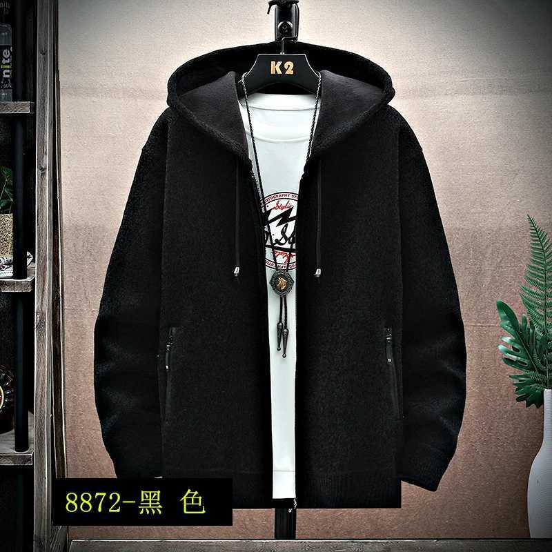 Mens sweater cardigan wool sweater new autumn/winter knitted solid color stand up collar zipper pocket warm parachute jacket cold coatW240729