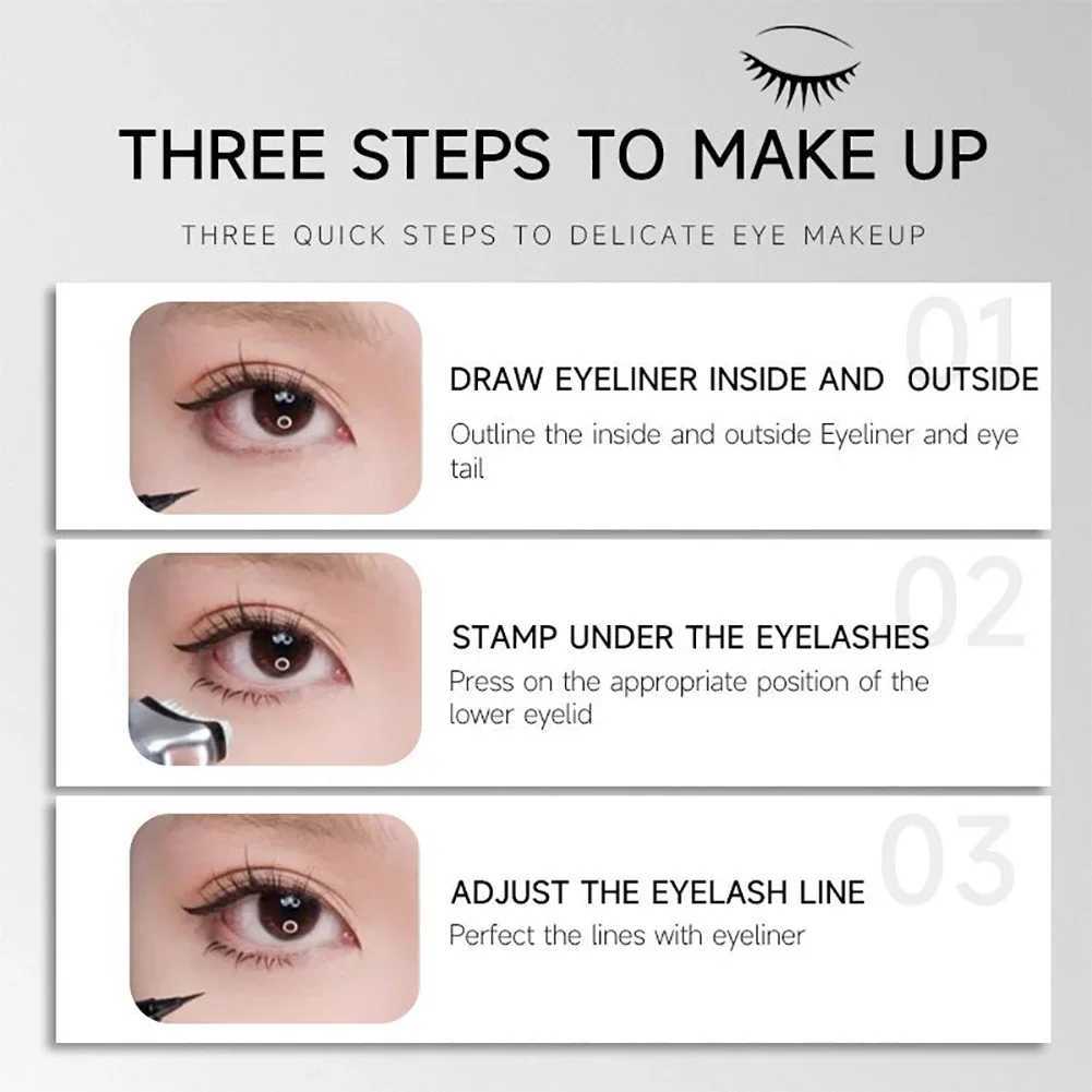 Waterproof Lower Eyelash Stamp Set New Easy To Use Quick Dry Eye Liner Portable 0.01mm Tip Lower Lash Stamp With Ink Y240813
