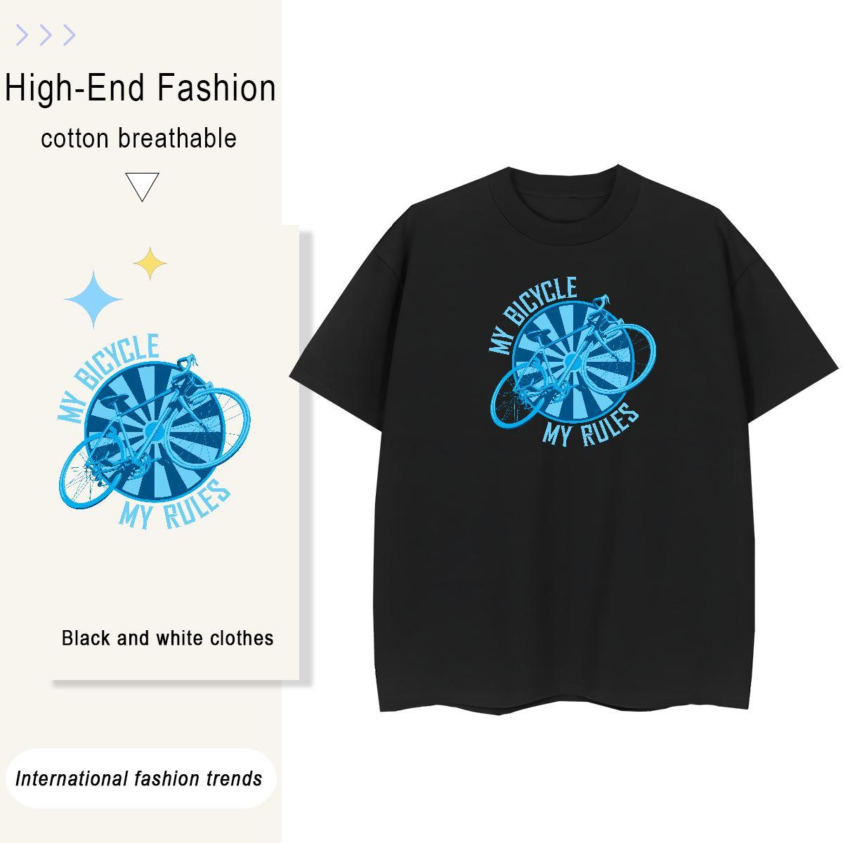 Brand Mens Tshirts High Street Hip Hop 100% Cotton 230g DIY Anime Crew Neck bicycle T Shirts Men Customized Clothings