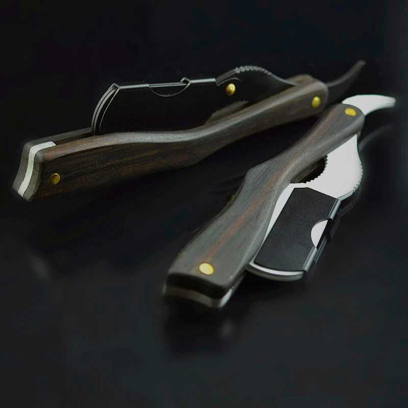 Barber Shop Professional Manual Straight Razor Men Shaving Razors Wood Handle With 10pcs Blade G1124M240814