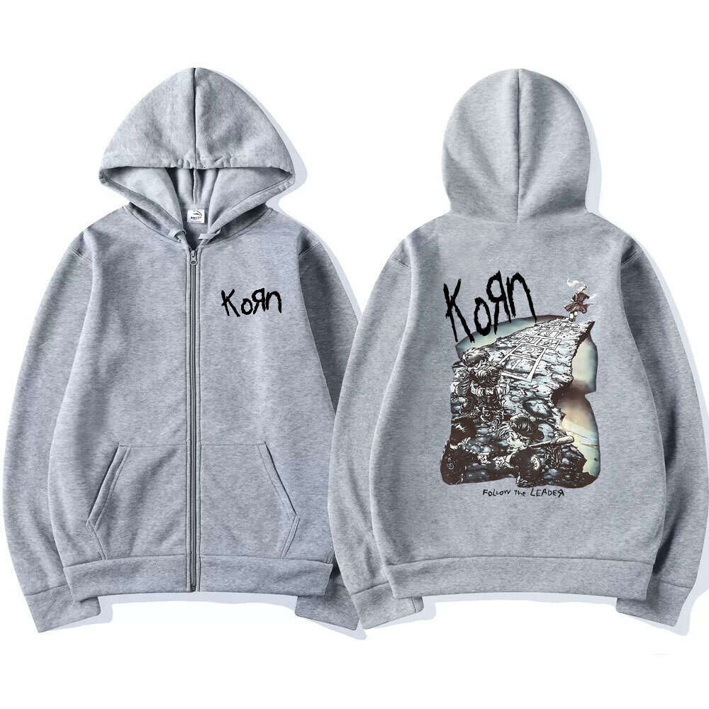 Band Rock Korn Ftl 25 Zipper Men Women Printed Gothic Style Vintage Jacket Hoodies Loose Casual Zip-up Sweatshirts Coats