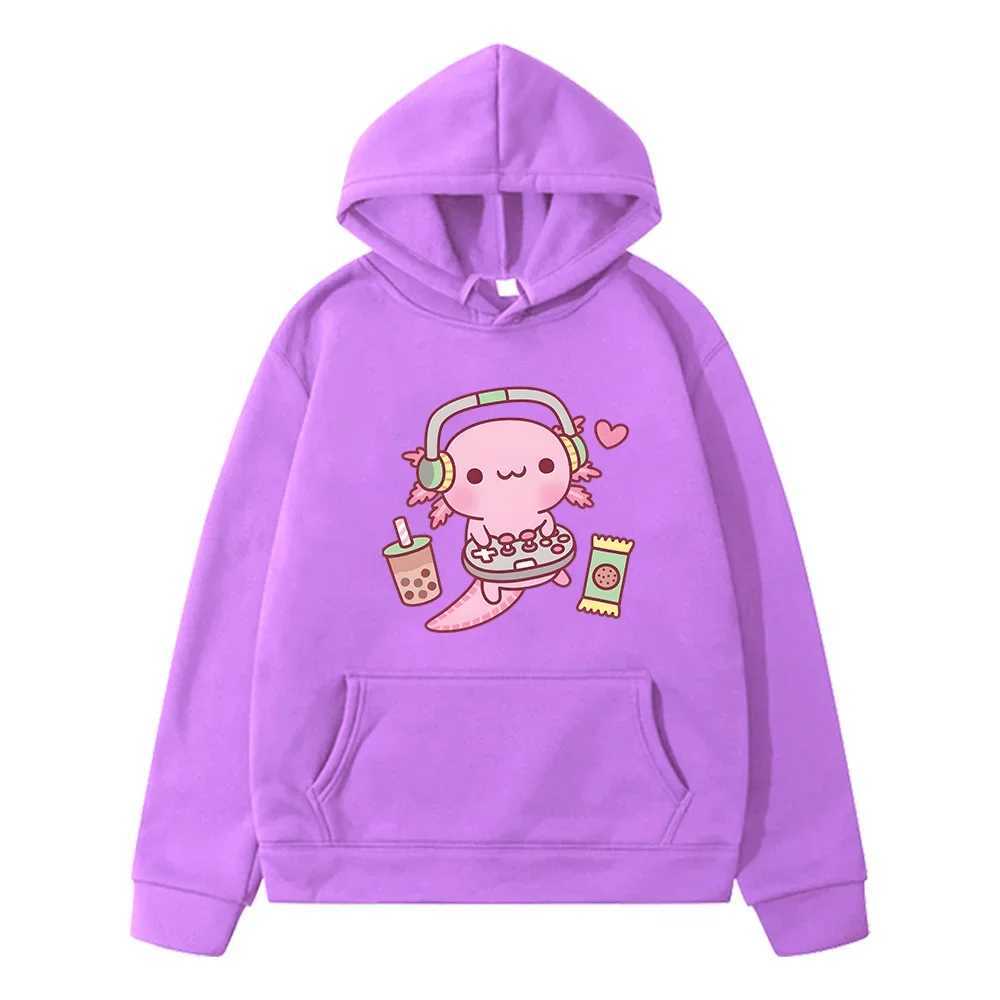Axolotl Salute Play Games Funny Hoodies Winter Girls Tops Spring/Autumn Long Sleeve Unisex Sweatshirts Harajuku Sudaderas KidsY240814