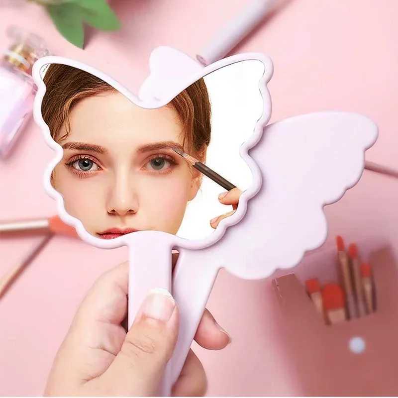 Makeup Mirror Ins Butterfly Handheld Makeup Mirror Spa Salon Makeup Handheld Compact Makeup Mirror W240813