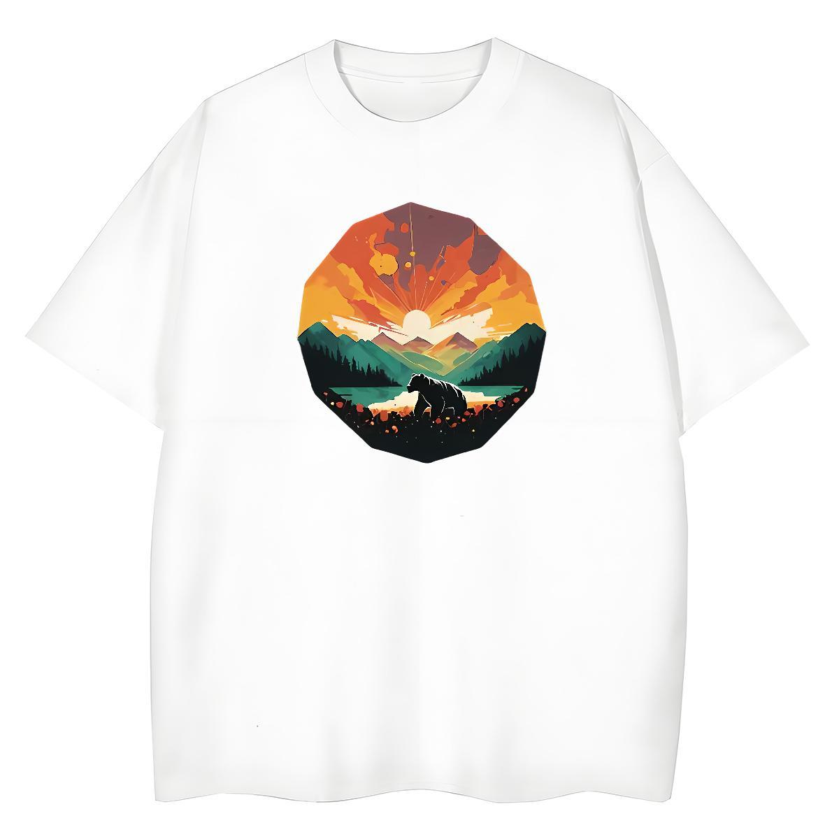 Comfortable T-Shirts bear Crew Neck Casual Beach White Plus Size 230g Pure Cotton Men Tshirts Stylist Tops Tees