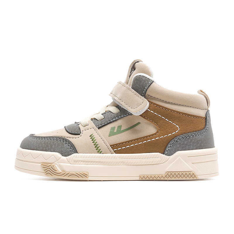 Sneakers Huili Childrens Shoes 2023 Spring and Autumn New Style Boys Fashion High Top Color blocked Board Shoes Soft Bottom Versatile Casual Sports Sh