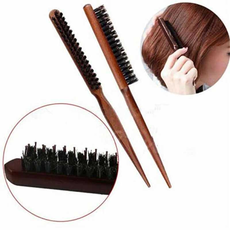 Professional salon teasing hair brush extension hair styling tool DIY brush wooden brush fine line comb hair brush W240813