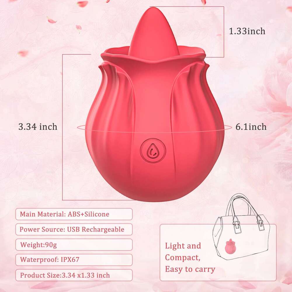 Rose Tongue Licking Vibrator Powerful G Spot Clitoris Stimulator Vagina Sucking Massager Adults Goods Sex Toys for Women