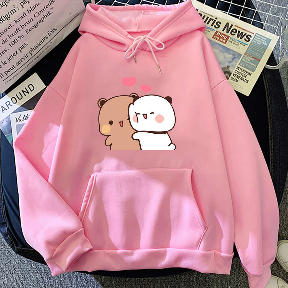 Panda Cartoon Bubu And Dudu Women Plus Size Hoodie Sweatshirt Kawaii Round Neck Haruku Unisex Printed Clothes Tops