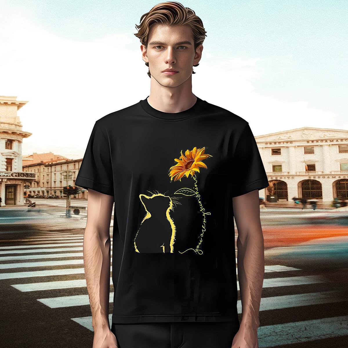 Popular T-Shirts cat Crew Neck Sport Skull 230g 100% Cotton Men Tshirts Designer Polos