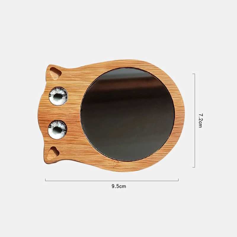 Pure wooden makeup mirror cute round handheld mirror portable pocket makeup mirror suitable for small mirrors in female student dormitories W240813