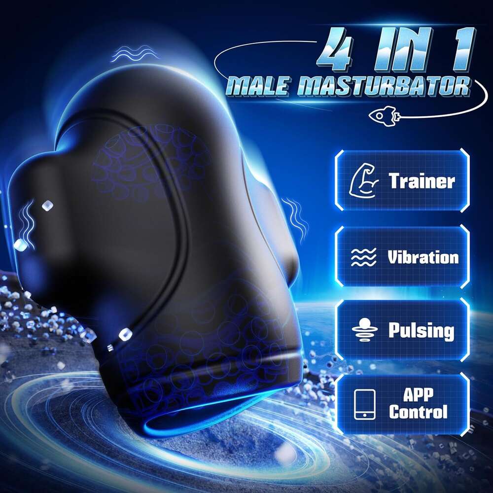 Vibiul Male Sex Toy -4-in-1 Male vibrator with 10 vibrations and 3 motors, male massager with app control, 360 ° wrapped adult sex toy for training an