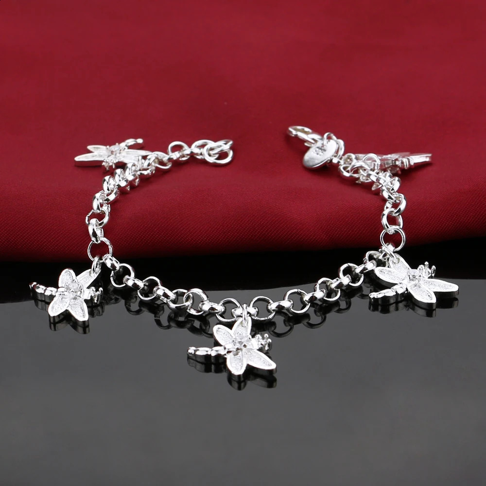 Fashion 925 Solid Silver Dragonfly Bracelet For Women Bohemian Cute Charm Hand Catenary Bangle Jewelry 240813