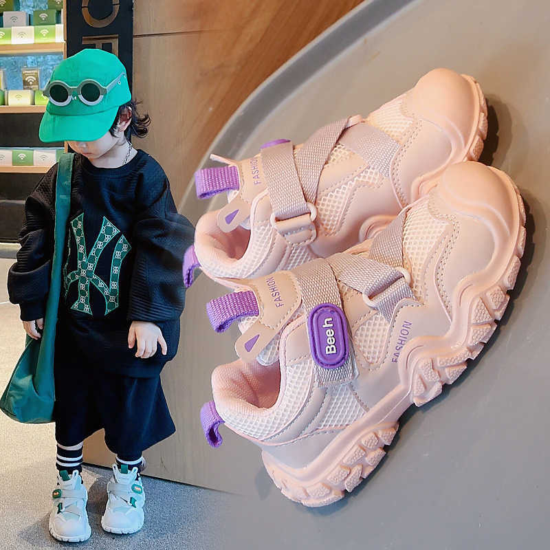 Sneakers 2024 autumn new childrens shoes boys mesh sports shoes girls casual and comfortable dad shoes anti slip running shoes H240805