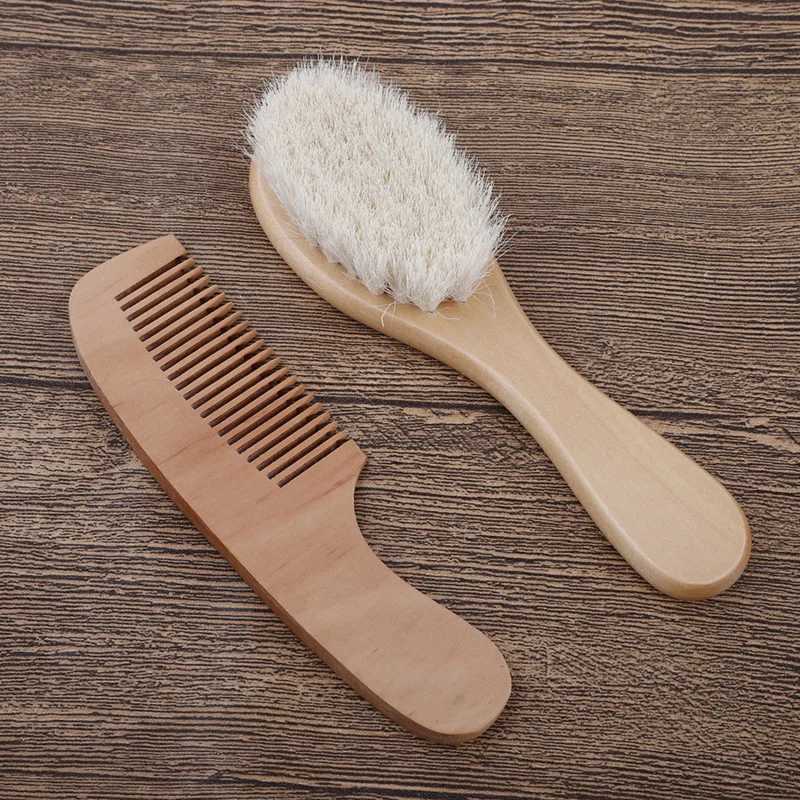 2 wooden baby hair brushes combs soft baby bath brushes hair cleaning body friendly baby protection shower baby face care tools W240813