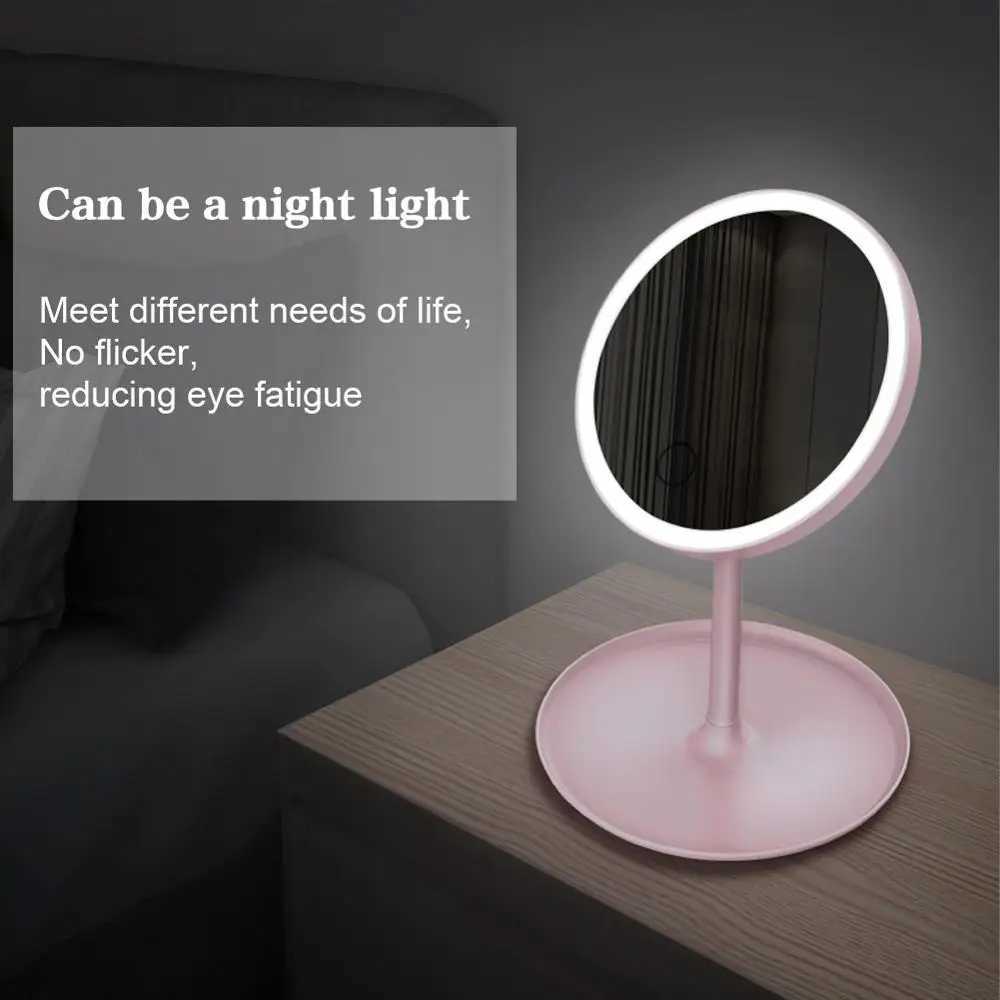 White LED daylight makeup mirror with light detachable/storage base 3-mode mirror with light gift USB cable W240813