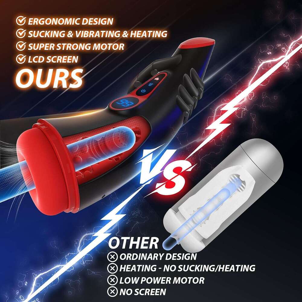 Men's sex toy male device - APP controls adult toy male device pump, with 9 suction and 9 vibration modes, 3D texture sleeve heating men's s