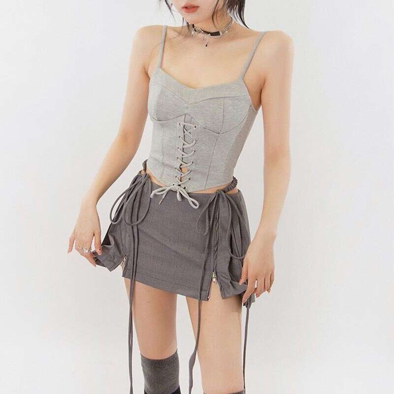 Women Pleated Tie Up Zipper Dropped Waist Sexy Mini Skirts Tennis Girl Dance Kawaii Casual Korean Skirt Faldas Jupe