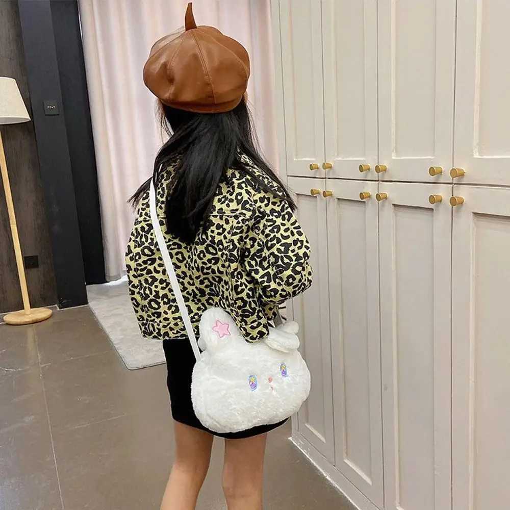 Kawaii Rabbit Plush Handbag for Girls Shoulder Bag Soft Pink White Rabbit Doll Cross Body Bag for Children Messenger Bag W240813