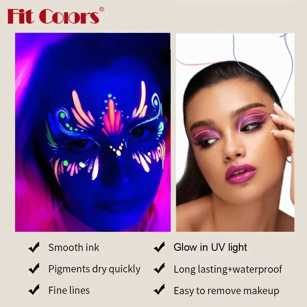Eyeliner Pen Liquid Green Yellow Pink UV Luminous Colorful Light Neon Eye Liner Waterproof Face Body Paint Pen Festival Makeup Y240813