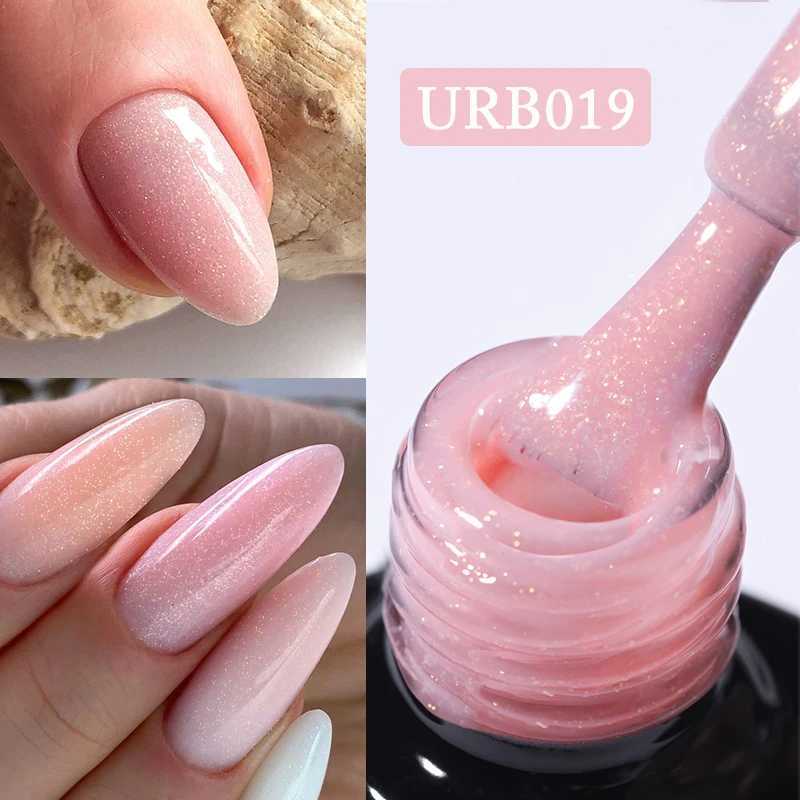 UR SUGAR 7ml Silver Glitter Flakes Rubber Base Gel Polish Milky White Jelly Color Soak Off UV LED Nail Art VarnishM240814