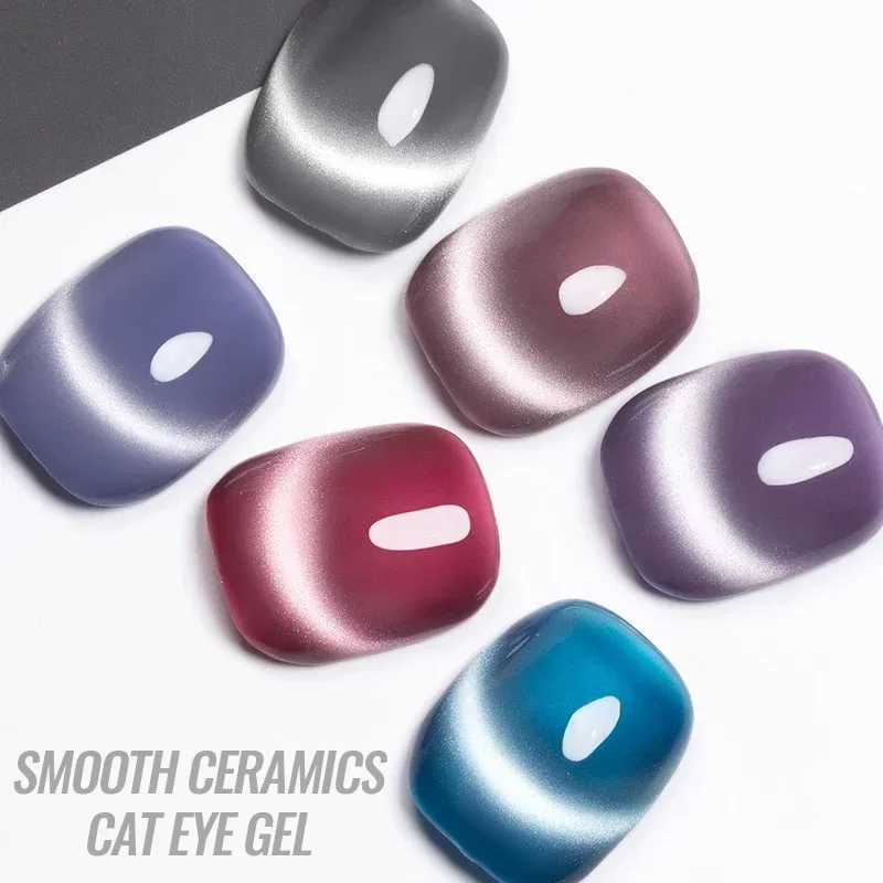 Smooth Ceramics Cat Magnetic Gel Nail Polish Sparkling Silver Moonlight Cat Eye Effect Soak Off Semi-Permanent Nail Art VarnishM240814