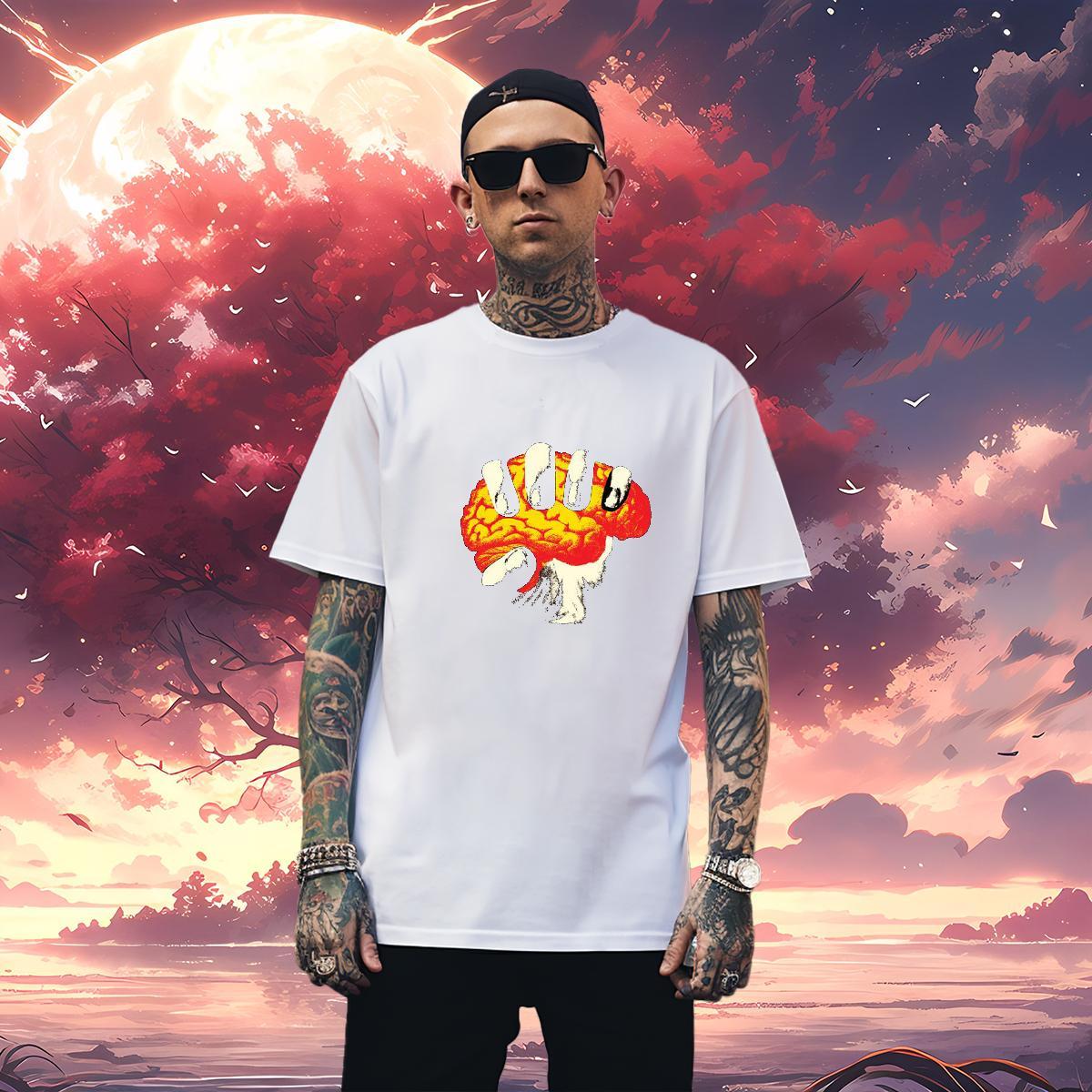 Loose Fit hands Man T Shirts Casual Beach Men Tees 230g Pure Cotton Custom Short Sleeve Soft Custom Print Plus Size Tshirts