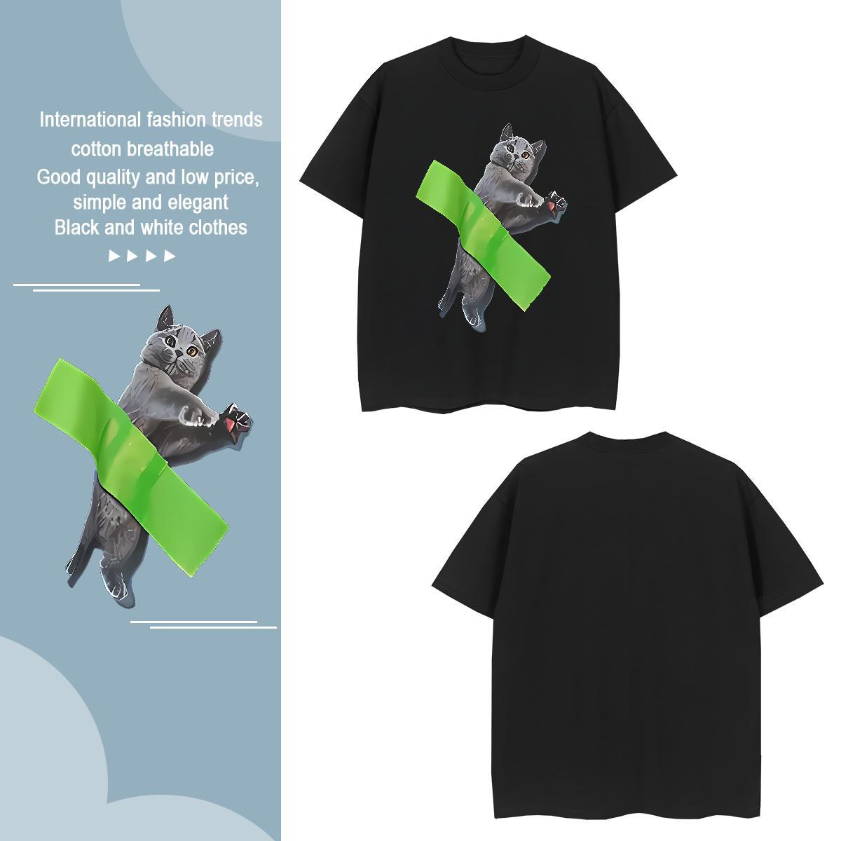 Designer T Shirt For Man cat Pure Cotton Casual Plus Size Custom 230g Pure Cotton Men Tees 2024 Designer Top Tees