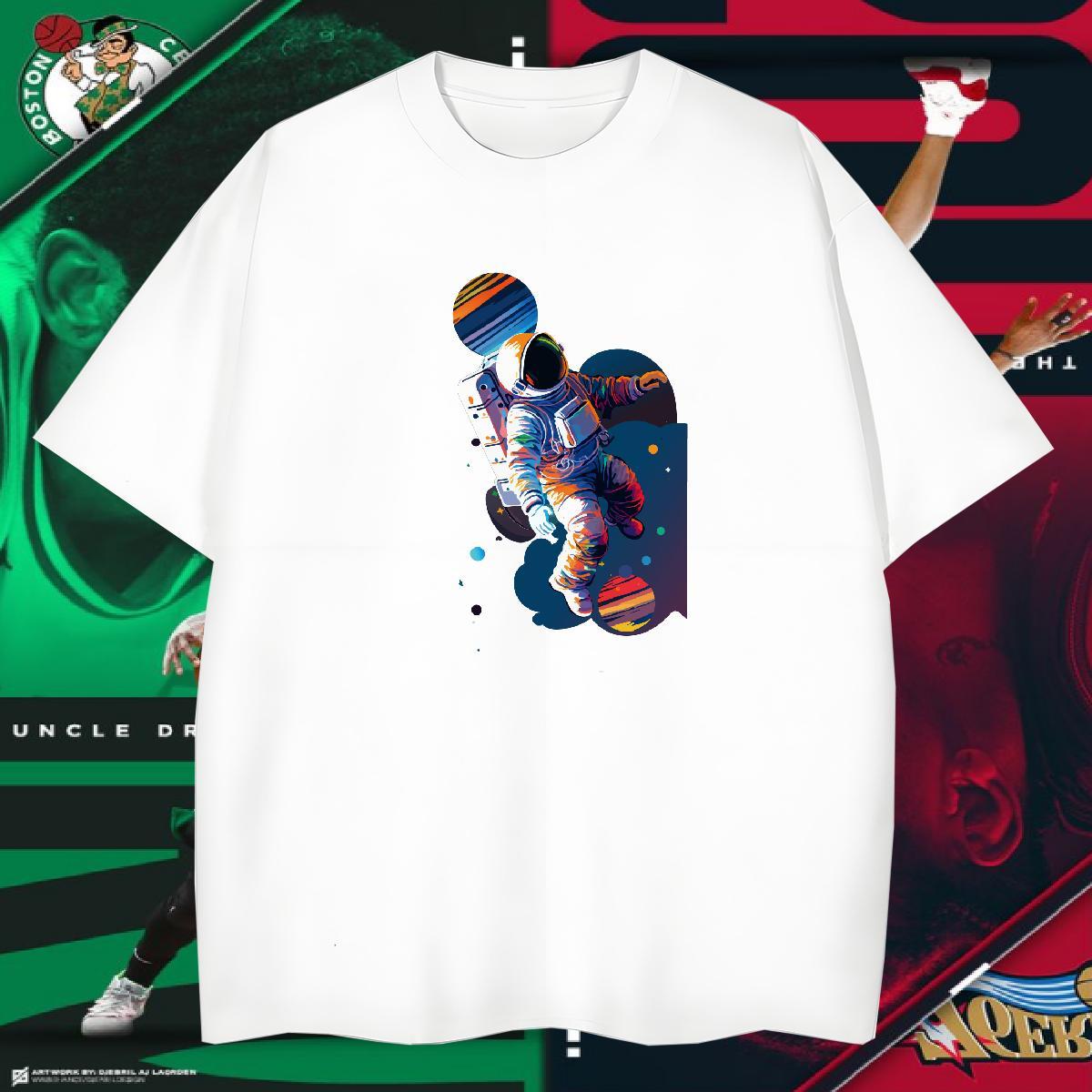 T Shirts Men 230g 100% Cotton cosmonaut Daily Wear Breathable Short Sleeve Custom Printing Couples T Shirts Classic Wholesale Clothings