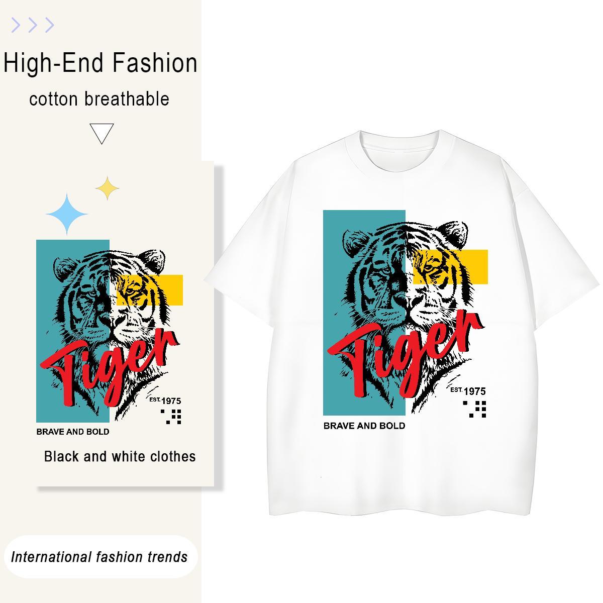 Cool Design Men Clothes T-Shirt High Street Hip Hop 230g Cotton DIY Printed Short Sleeve O-Neck T Shirt For Man Brand Wear