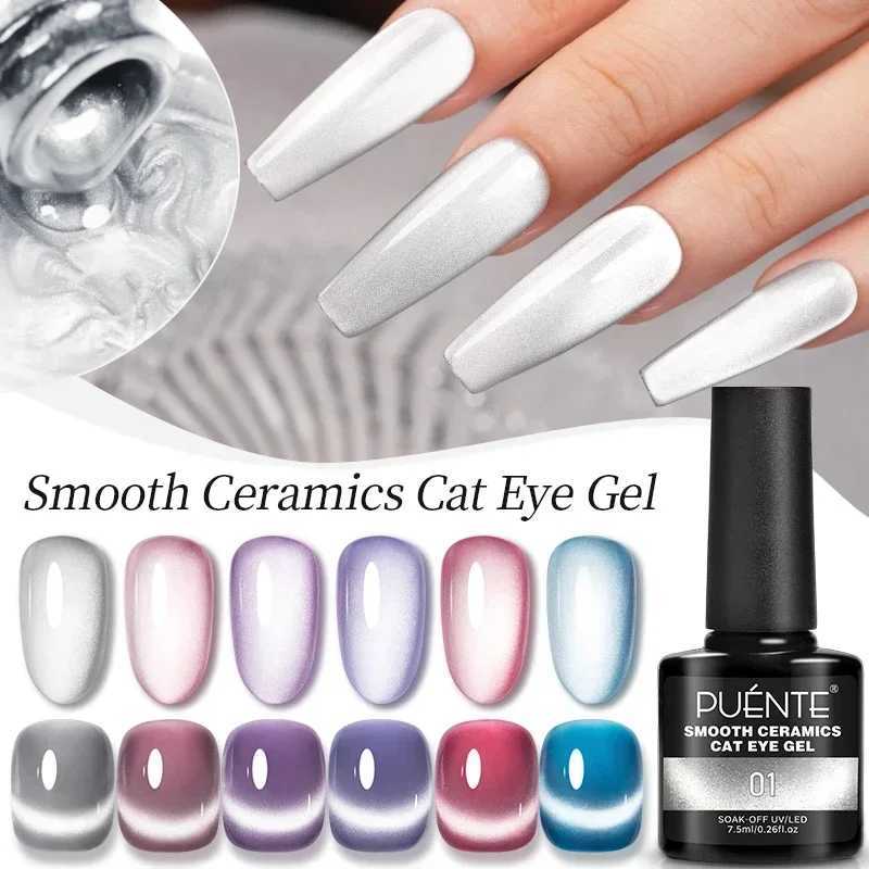 Smooth Ceramics Cat Magnetic Gel Nail Polish Sparkling Silver Moonlight Cat Eye Effect Soak Off Semi-Permanent Nail Art VarnishM240814