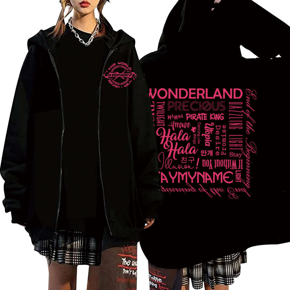 Ateez 2024 The World Ep.fin Will Zip-up Jacket Long Sleeve Zipper Sweatshirts Kpop Plus Size Haruku Winter Fleece Hoodie