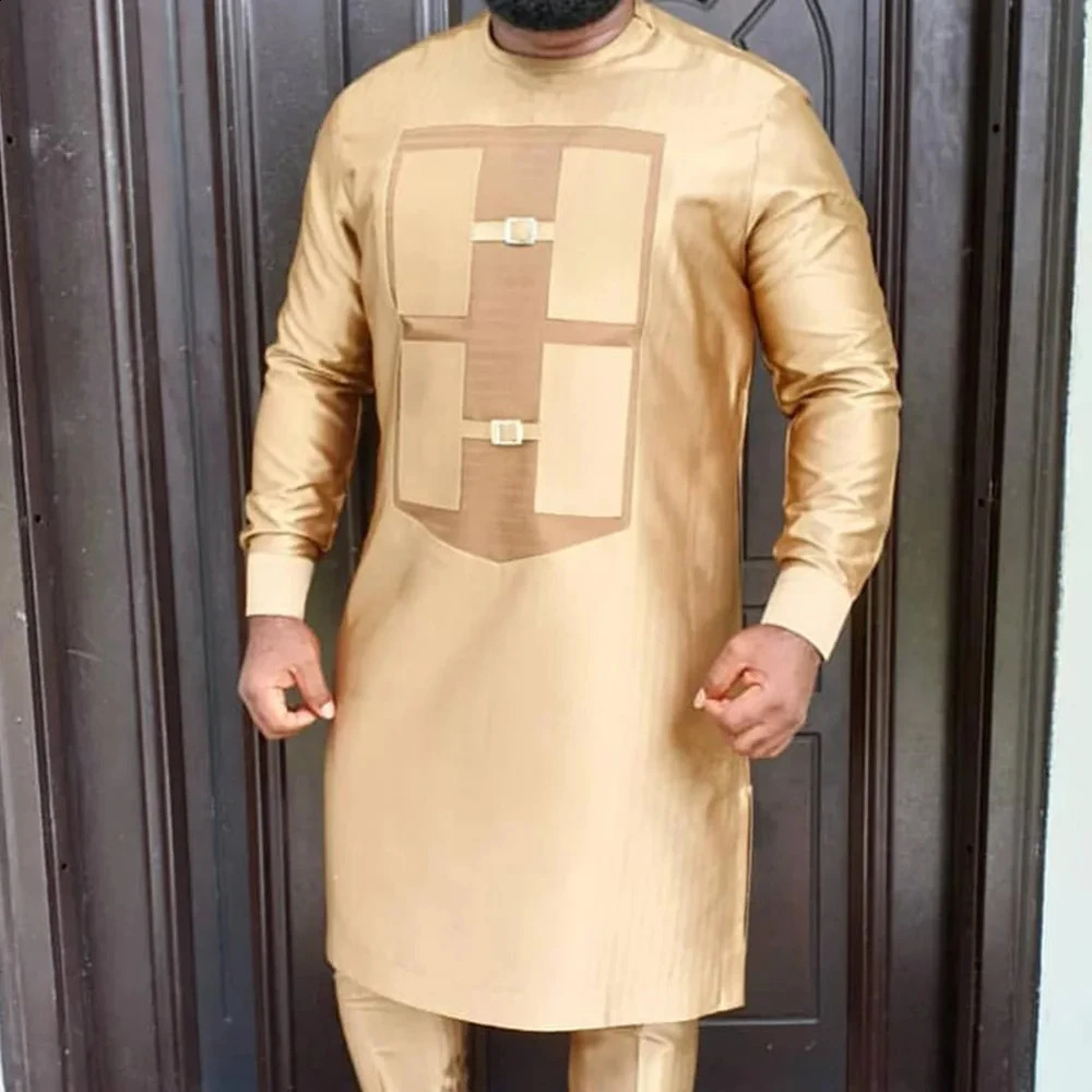 Dashiki Mens Top Pant 2 Pieces Outfit African Men Clothing Sets Kaftan And Pant Two-piece Suits African Clothing 240813
