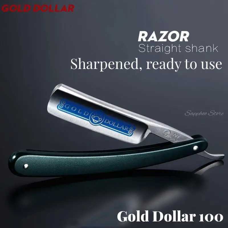 New Gold Dollar 100 Classic Shaving Straight Razor Manual Barber Razors Folding Knife Men Stainless Steel Shaving Razor G0114M240814