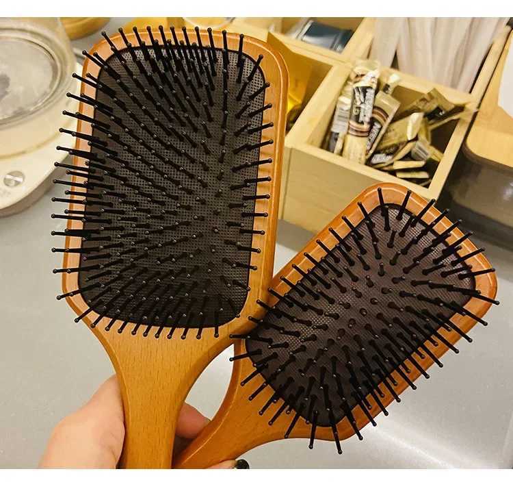 Solid wood air bag wooden comb for hair care with air cushion wooden comb for home massage comb W240813