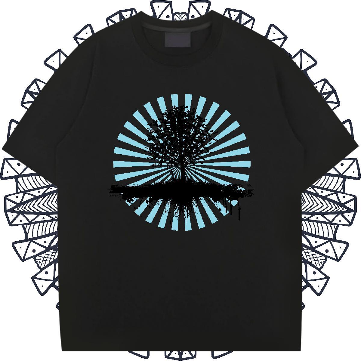 Classic Men Tshirts Hip Hop 230g Cotton Black Oversized Breathable Soft tree Mens T Shirts Fashion Tops Shirt