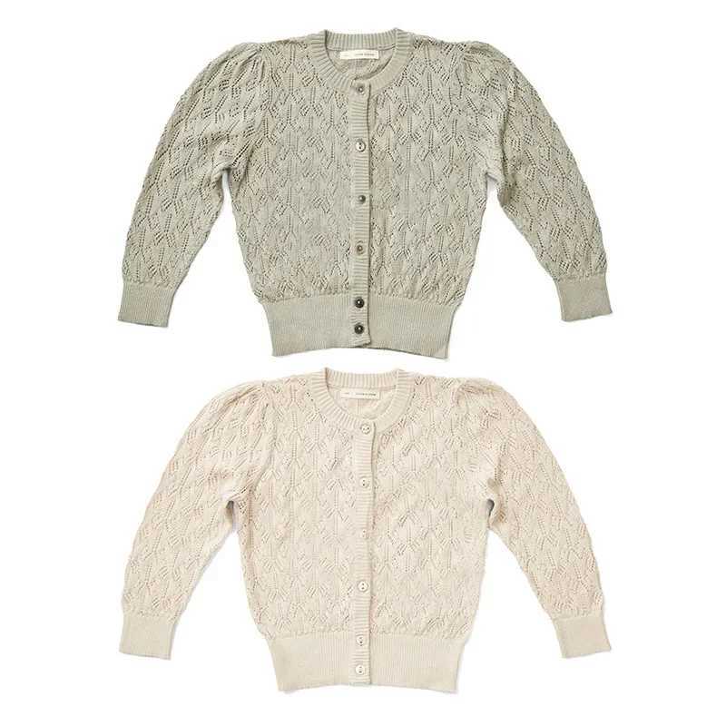 8071 Childrens Clothing Girls Cardigan Summer Colorful Jacquard Air Conditioning Jacket Childrens Knitted Cardigan Hollow Top W240813