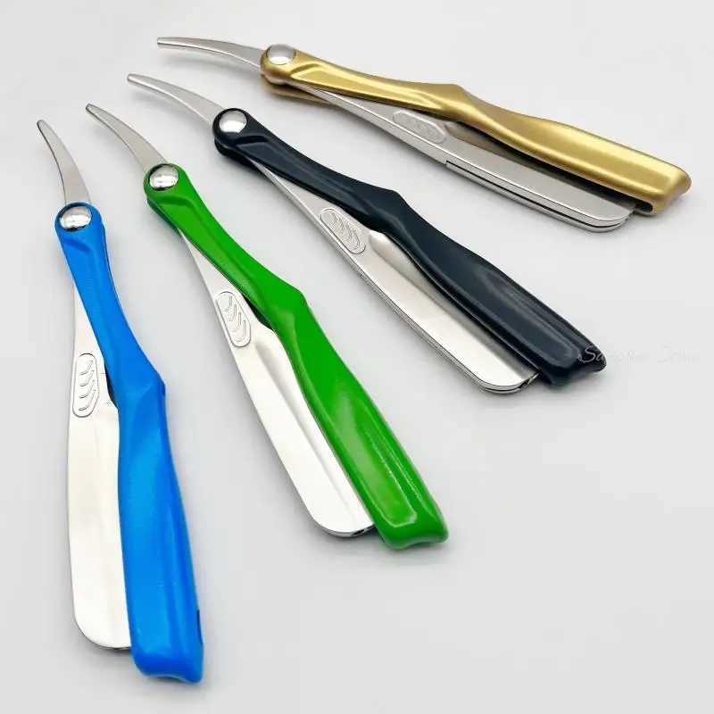 New Barber Vintage Manual Shaver RazorZinc Alloy ABS Handle Shaving Knife With Feather Blades Multifunction 5 ColorsM240814