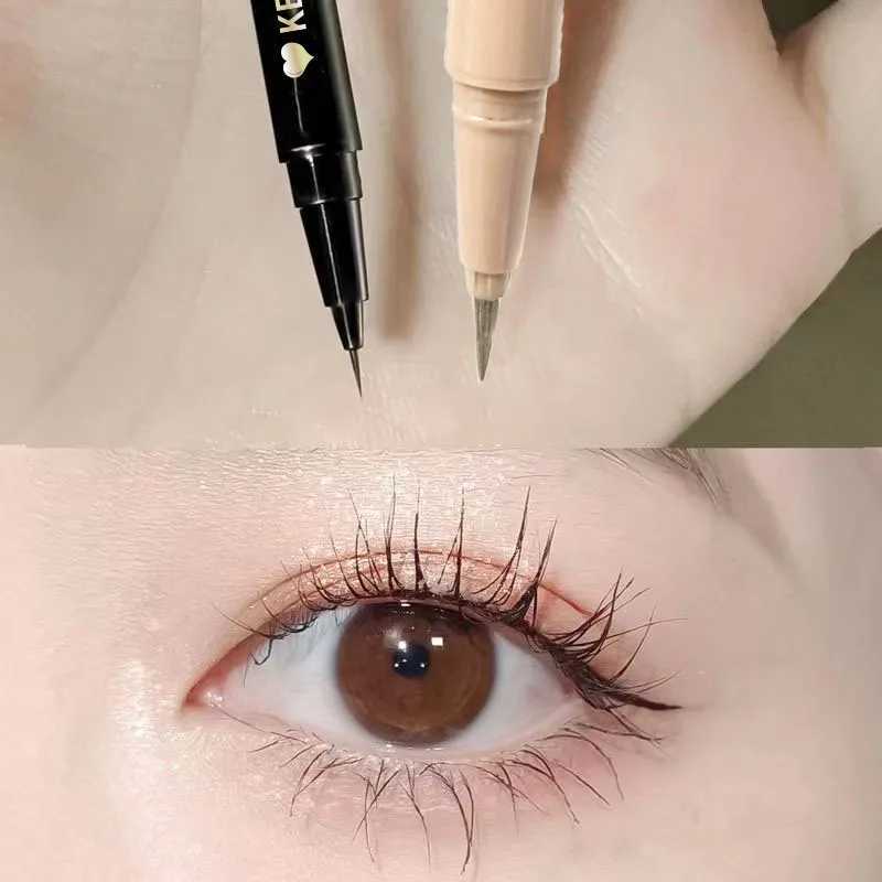 Ultra Thin Silky Matte Liquid Eyeliner Waterproof Non Smudging Black Red Brown Pink Lying Silkworm Glitter Eye Liner Makeup Tool Y240813