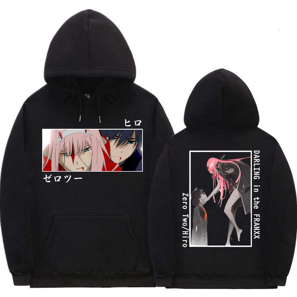 Anime Japanese Darling In The Franxx Zero Two Hiro Graphic Print Hoodie Men Women Plus Size Sweatshirts Casual Streetwear Tops