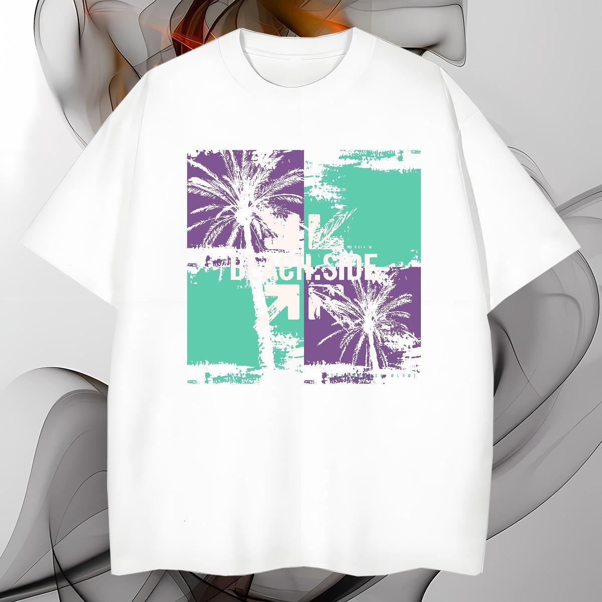 T shirt 230g Pure Cotton painting Sport Crew Neck Breathable Black White Mens Tshirts Designer Popular Clothes