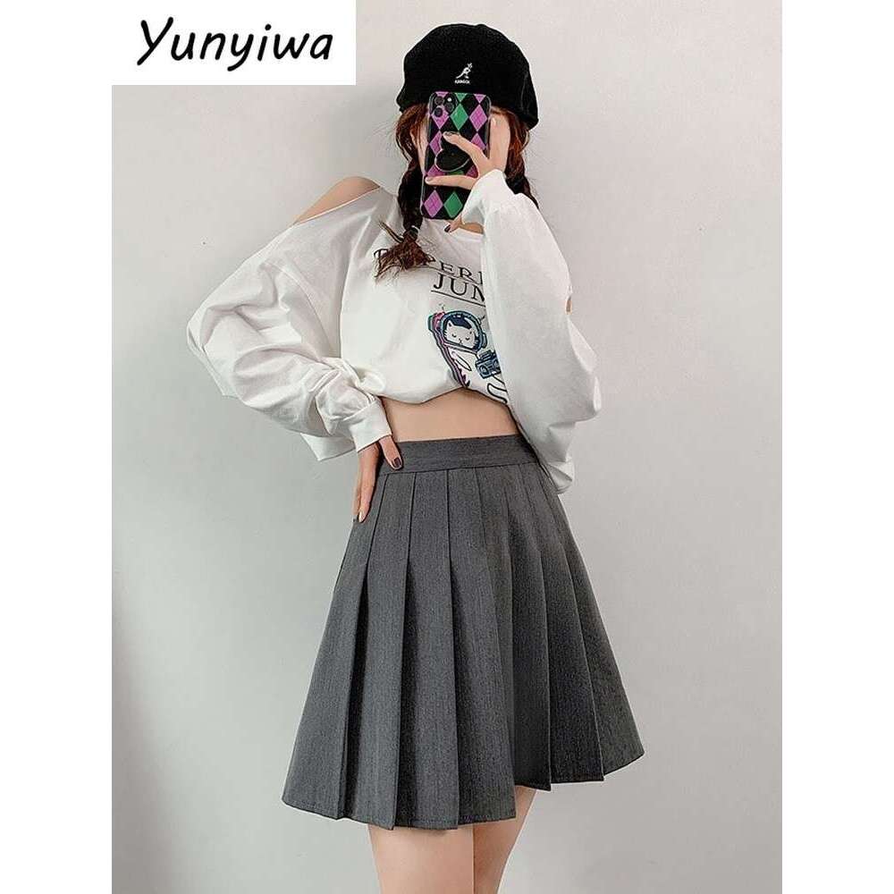 Pleated Short Tennis With Shorts For Women A Line School Summer Woman Skirt Mini Gray High Waist Solid Casual Skirts White s s