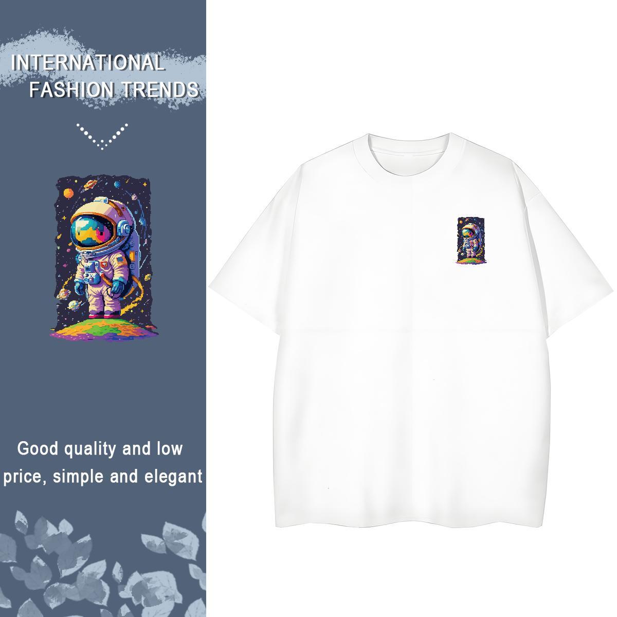T-Shirts for Men 230g Cotton universe Summer Casual Breathable Floral Print Men Tshirts Fashion New Cool Tops Shirt